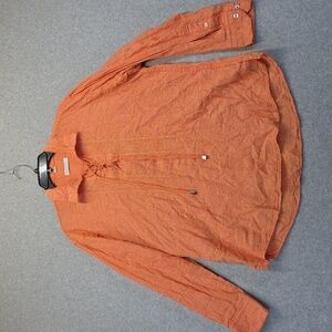 Massimo Castello Orange Lace-Up Long Sleeve Shirt